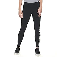 DKNY Women's Basic Essejntial Stretchy Logo Jeans Legging, BLK/WHT