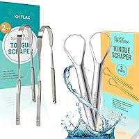 KN FLAX Tongue Scraper [4 pack] [Medical Grade] Reduce Bad Breath Maintains Oral Care 100% BPA Free Metal Tongue Scraper for Adults and Kids, Easy to Use, Non-Synthetic Handle (U-Shaped & P-Shaped)