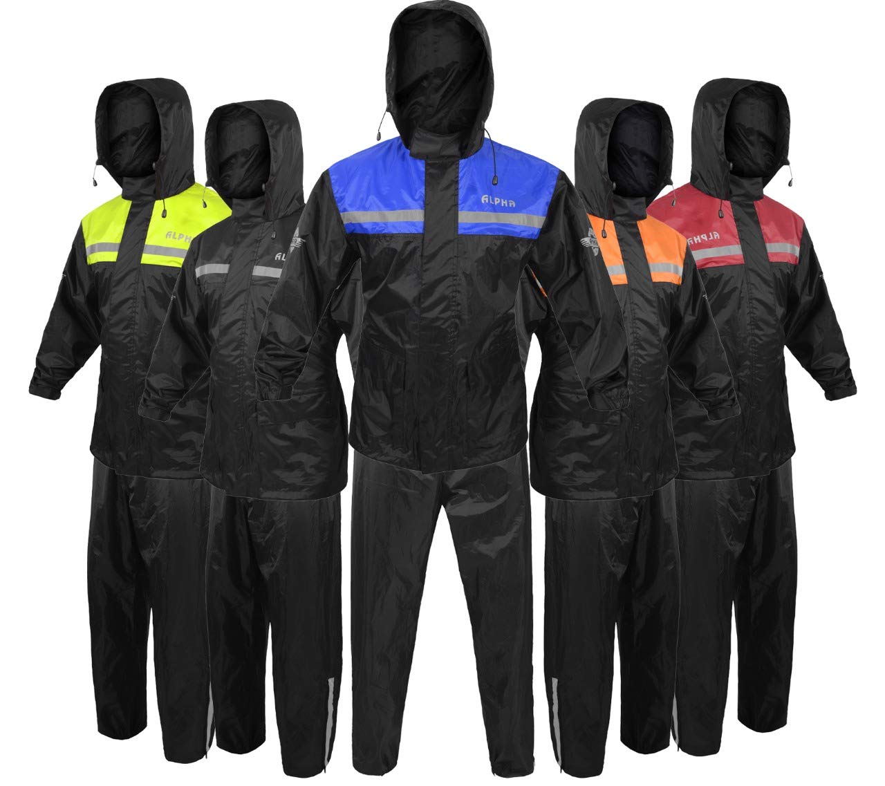 Alpha Cycle Gear Rain Suit for Men & Women Jackets Pant Gear Reflective Rainsuit Waterproof (BLUE, 2X-LARGE)