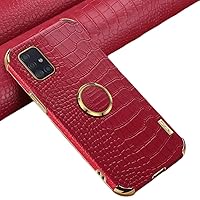 for Samsung Galaxy A82 A02S A71 A42 A12 A21S A32 A51 A11 A50S A70S A72 A52 A41 J2 J5 A22 5G 4G Phone Case Crocodile Pattern Ring Brackets Anti-Fall Phone Cover (Samsung A21S,Red)