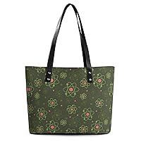 Atoms Pattern Printed Purses and Handbags for Women Vintage Tote Bag Top Handle Ladies Shoulder Bags for Shopping Travel