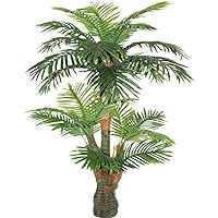 Gorgeous & Unique 5 Feet Tropical Palm Artificial Plant Silk Tree, Real Touch Technology, with UV Protection, Super Quality, 5', Green