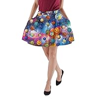 Womens A-line Skirt with Pockets Starry Night Sky Moon Stars Space Planets Mrs Frizzle Skater Skirt