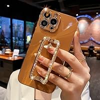 LOFIRY- 3D Crystal Square Holder Gold Plating Phone Case for iPhone 14 Pro Max