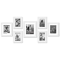 7 Piece White Collage Picture Frames for Wall and Tabletop - One 11x14, Two 8x10, and Four 5x7 Frames - Gallery Wall Frame Set with Shatter-Resistant Glass, Hanging Hardware and Easel