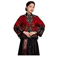 Mulberry Silk Embroidered Jacquard Qipao RuYi Top Black Skirt 2669