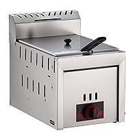 Countertop Oil Fryer 6L Stainless Steel Professional with Temperature Control Large Capacity Commercial Countertop Gas Fryer,Adjustable Firepower,for Restaurant or Home Use