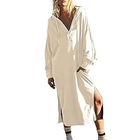 XJYIOEWT Plus Size Dresses for Curvy Women Sexy Long,Women's New Comfortable Solid Color Long Hooded Sweater Long Dress