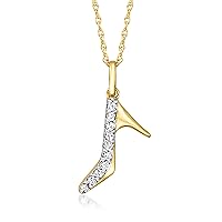 Ross-Simons 0.10 ct. t.w. Diamond High Heel Pendant Necklace in 18kt Gold Over Sterling. 18 inches