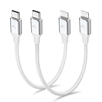 1ft 2Pack USB C to Lightning Cable Short, Power Delivery USB C iPhone Cable MFi Certified Braided Type C iPhone Charger Cord Fast Charging for iPhone 14 13 12 11 Pro Max XR XS X 8 Plus SE iPad-1 Foot