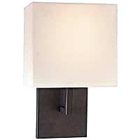 George Kovacs P470-617 1 Light Wall Sconce w/Off White Linen Shade, Bronze