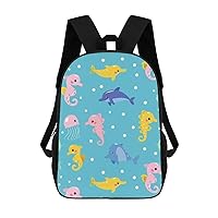 Cartoon Octopus Jellyfish Seahorse 17 Inch Backpack Adjustable Strap Laptop Backpack Double Shoulder Bags Purse for Hiking Travel Work