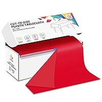 54 Inch X 300 Feet Plastic Table Cover Roll Disposable Tablecloth with Slide Cutter for All Type/Shape Tables | Picnic, Party, Banquet, Birthdays, Weddings (Red, 300 Feet)