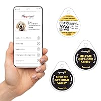 Dynotag® Web Enabled Smart Round Laminated Synthetic ID Tag. Property Tag for Bags, Keychain, Personal Items - Multiple Uses, with DynoIQ™ & Lifetime Recovery Service. 3 Unique Tags