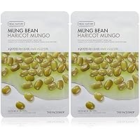 Real Nature Face Mask | Effective in Purifying Pores for Clean & Smooth Skin Texture | K Beauty Facial Skincare for Oily & Dry Skin | Mung Bean, K-Beauty
