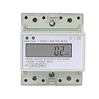 Electric Energy Meter, Smart Home Energy Monitor, Power Consumption Monitor, Single Phase 2 Wire, Digital Watt Meter, Electric Energy Meter, Power Consumption Monitor, DIN Rail 5 (100) Power