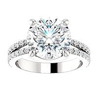 Siyaa Gems 5 CT Round Moissanite Engagement Rings 10K 14K 18K Solid Gold Moissanite Diamond Ring 925 Sterling Silver Solitaire Engagement Ring Wedding Ring