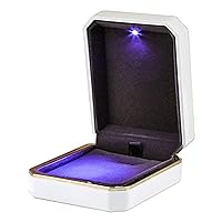 LED Jewelry Gift Box Case Elegant Velvet Necklace Pendant Box Bracelet Box with LED Light for Jewelry Display Wedding Engagment Valentine's Day White Size：2.75