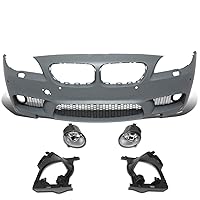 DNA Motoring BUMP-F-F10-M5 M5 Style Front Bumper Fog light With PDC Parking Sensor Holes Compatible with 11-16 5-Series
