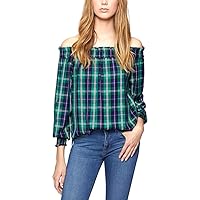 Sanctuary Clothing Women's Plaid Off-The-Shoulder Top