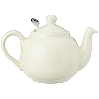 Farmhouse Small Teapot with Infuser, Ceramic, Ivory, 2 Cup (600 ml), White