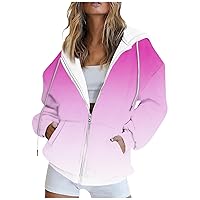 Women's Zip Up Hoodies Trendy 2023 Fall Oversized Casual Hooded Jacket Long Sleeve Tie Dye Sweatshirts With Pockets