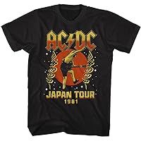 ACDC Japan Tour '81 Adult Black Short Sleeve T Shirt 80s Classic Rock Vintage Style Graphic Tees