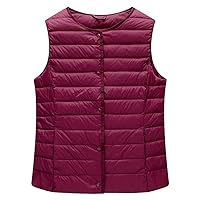 Women's Collarless Lightweight Gilet Quilted Zip Vest