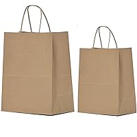 Brown Paper Bags with Handles 200 pack 10x5x13 and 8x4.5x10 Large & Medium Gift Bags