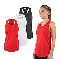Nautica Competition 3 Pack Workout Tank Tops for Women Active Athletic Gym Workout Running Exercise Yoga Dry-Fit Fabric