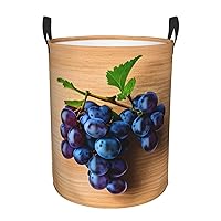 Grape pattern Round waterproof laundry basket,foldable storage basket,laundry Hampers with handle,suitable toy storage