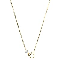 Amazon Essentials Disney Plated Cubic Zirconia Mickey Mouse Necklace