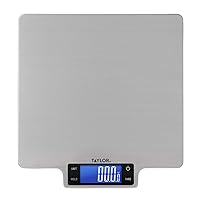 Taylor 22lb Ultra-Precise Digital Stainless Steel Household Kitchen Scale, One, Silver