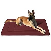 JoicyCo Dog Bed Soft Dog Crate Bed Pad Mat, 42 in Non Slip Bottom Washable Dog Beds for Lagre Dogs, Pet Bed Mattress Kennel Pad, Dark Red
