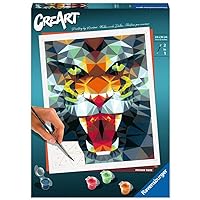 Ravensburger Polygon Tiger Paint by Numbers Kit for Adults - 23514 - Painting Arts and Crafts for Ages 12 and Up