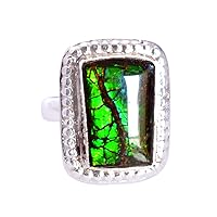 Ravishing Impressions Fabulous Ammolite Gemstone 925 Solid Sterling Silver Ring,Handmade Jewelry,for Women