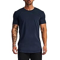 Moisture Wicking Athletic Tee Tops for Men Regular Fit Basic Solid Cotton T-Shirts Short Sleeve Round Neck Workout Shirts
