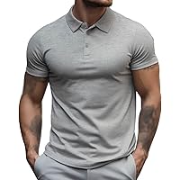 Men's Classic Fit Cotton Blend Polo Shirts Performance Stretch Pocket Golf Tee Moisture-Wicking Solid Short Sleeve