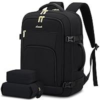 LOVEVOOK Carry On Travel Backpack For Women Men Flight Approved, 40L Personal Item Backpack for Airplanes, Business Weekender Overnight Daypack Fits 17 Inch Laptop, With 2 Packing Cubes, Black