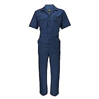 Natural Uniforms Mens Short Sleeve Zip Up Coverall, Stain and Wrinkle Resistant (Navy, Medium)