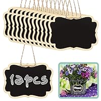Chalkboard Tags with String, Hanging Mini Chalkboard Signs, Hanging Wooden Chalkboard Labels, Blackboard Tags for Baskets, Carafe, Food, Bottle and Storage (12 Pack)