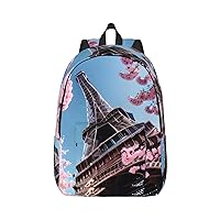 Oil Painting Paris Eiffel Tower Print Canvas Laptop Backpack Outdoor Casual Travel Bag Daypack Book Bag For Men Women