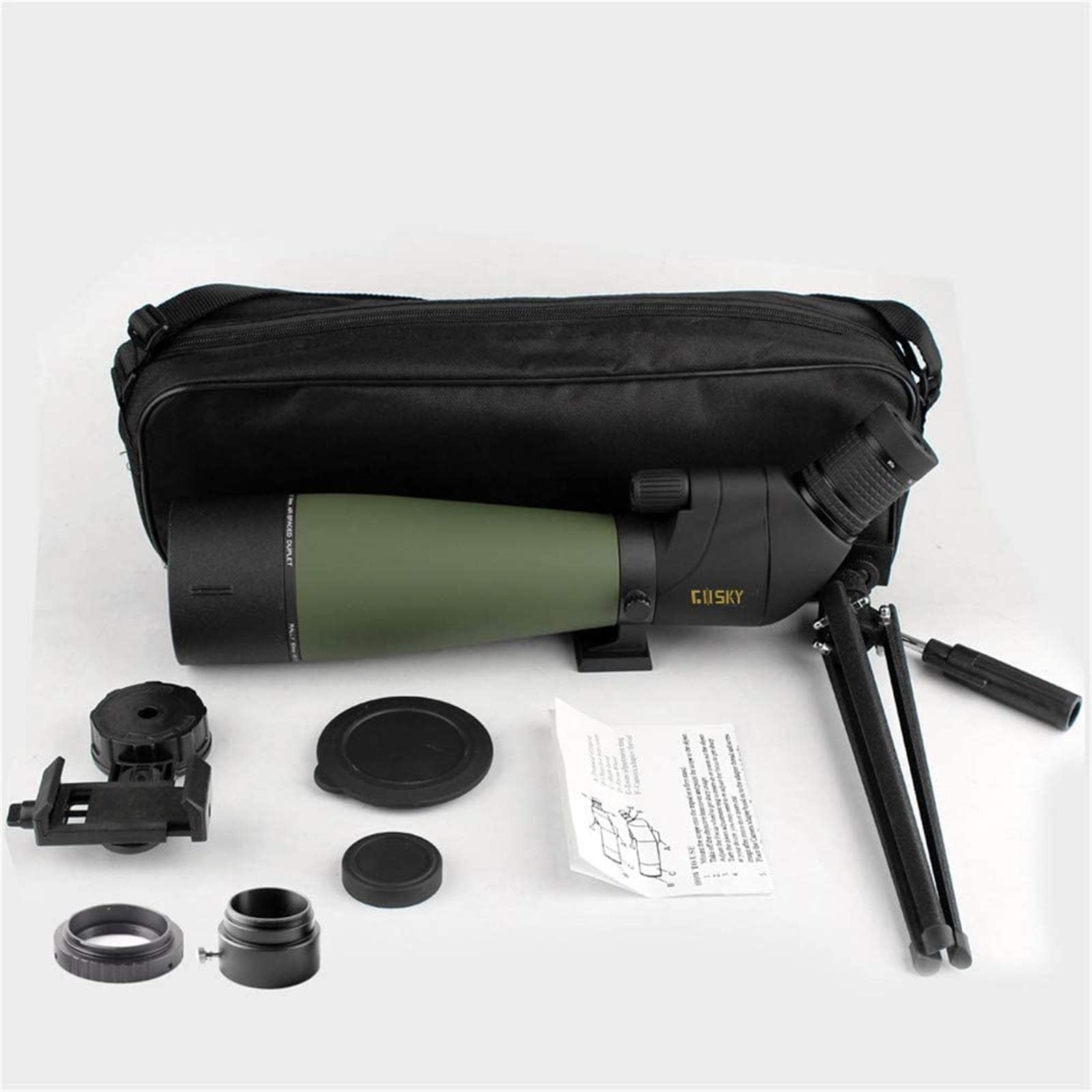 GOSKY Updated 20-60x80 Spotting Scope with Tripod, Carrying Bag - BAK4 Angled Scope for Target Shooting Hunting Bird Watching Wildlife Scenery (with Smartphone Adapter+SLR Mount compatible with Nikon)