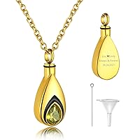 GOLDCHIC JEWELRY Urn Necklace For Ashes with Birthstone For Women, Teardrop Ash Necklaces Memorial Keepsake Jewelry