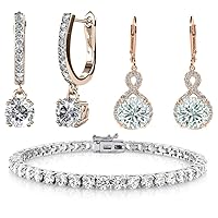 Cate & Chloe Value Bundle - 18k White gold plated Tennis Bracelet and Crystal Hoop Earrings - Mckenzie, Alessandra & Kaylee