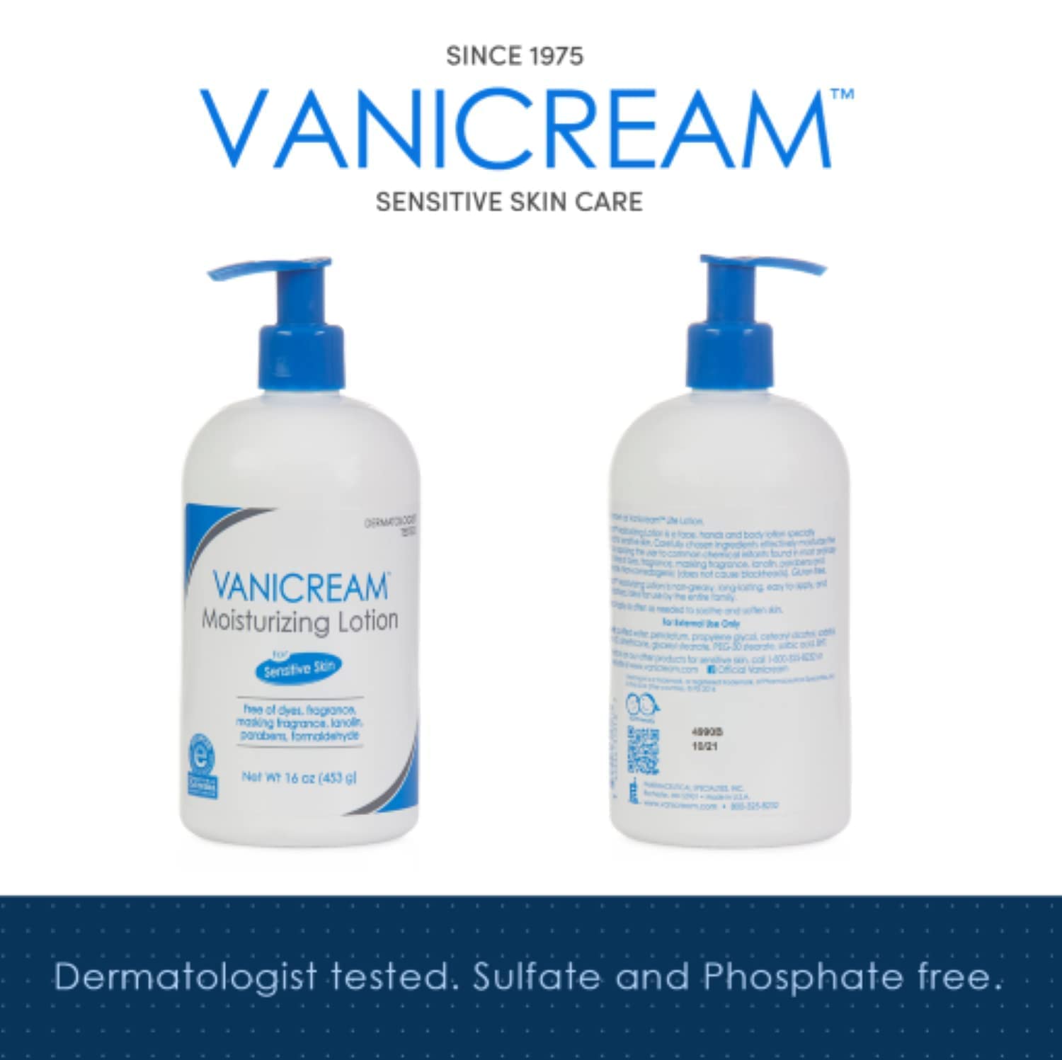 Vanicream Moisturizing Lotion with Pump Dispenser - 16 fl oz (1 lb) – Formulated Without Common Irritants for Those with Sensitive Skin