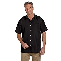 Men's Barbados Textured Camp Shirt, Small, Black