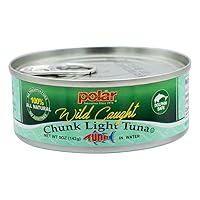 MW Polar All Natural CHUNK LIGHT TUNA in Water, Easy Open Can, Wild Caught, Sustainable Fishing, Dolphin Safe, Tender, No Preservatives/Residue, Gluten Free, Lean Protein, Kosher,5 Ounce (Pack of 12)