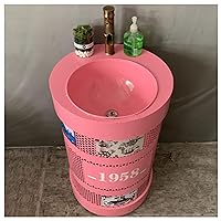 Modern Basin Cupboard with Faucet and Drain Free Standing Bathroom Cabinet Industrial Style Bathroom Vanity Unit 19.6 x 19.6 x 32.6in,Pink,Without Mirror