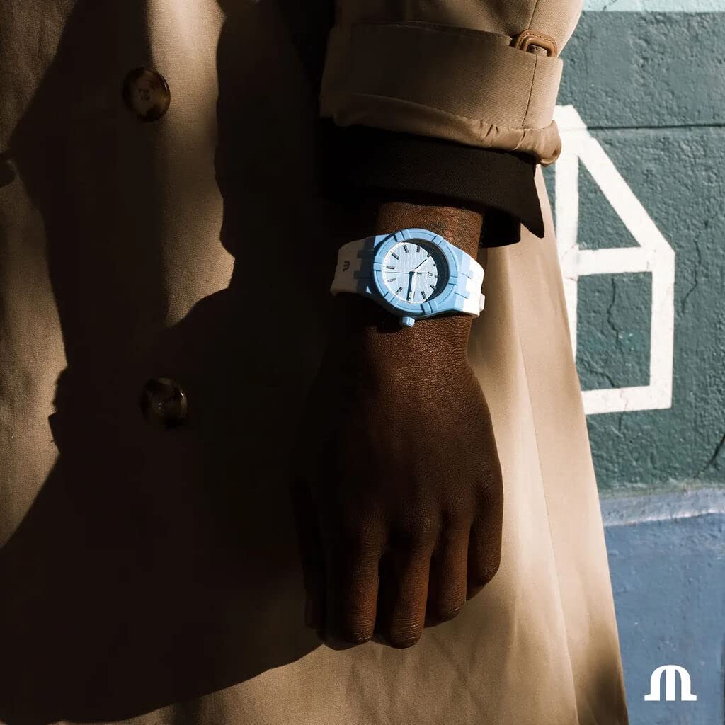 Maurice Lacroix AIKON #Tide Light Blue White 40mm Swiss Quartz Watch with Diamonds AI2008-AAAA1-3A0-0